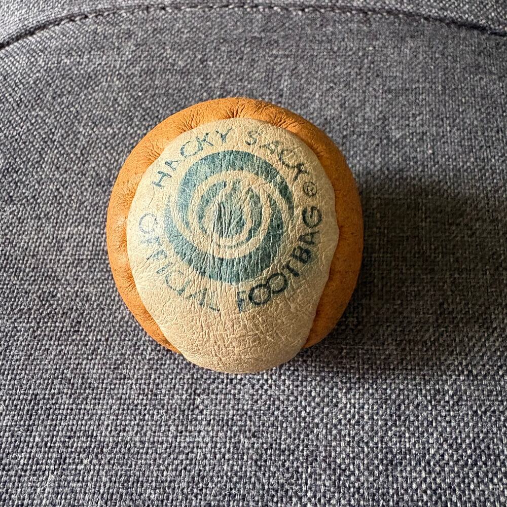 Vintage Hacky Sack Official Footbag Tan Leather 2-Panel Hand Made - 1980s Wham-O